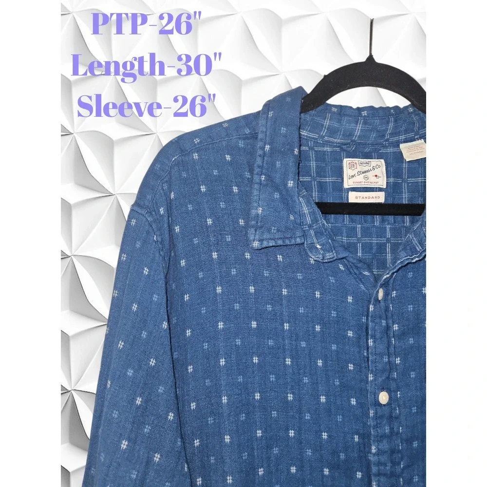 Levi Strauss & Co Mens 2XL Blue Sunset One Pocket Geometric Button Down Shirt